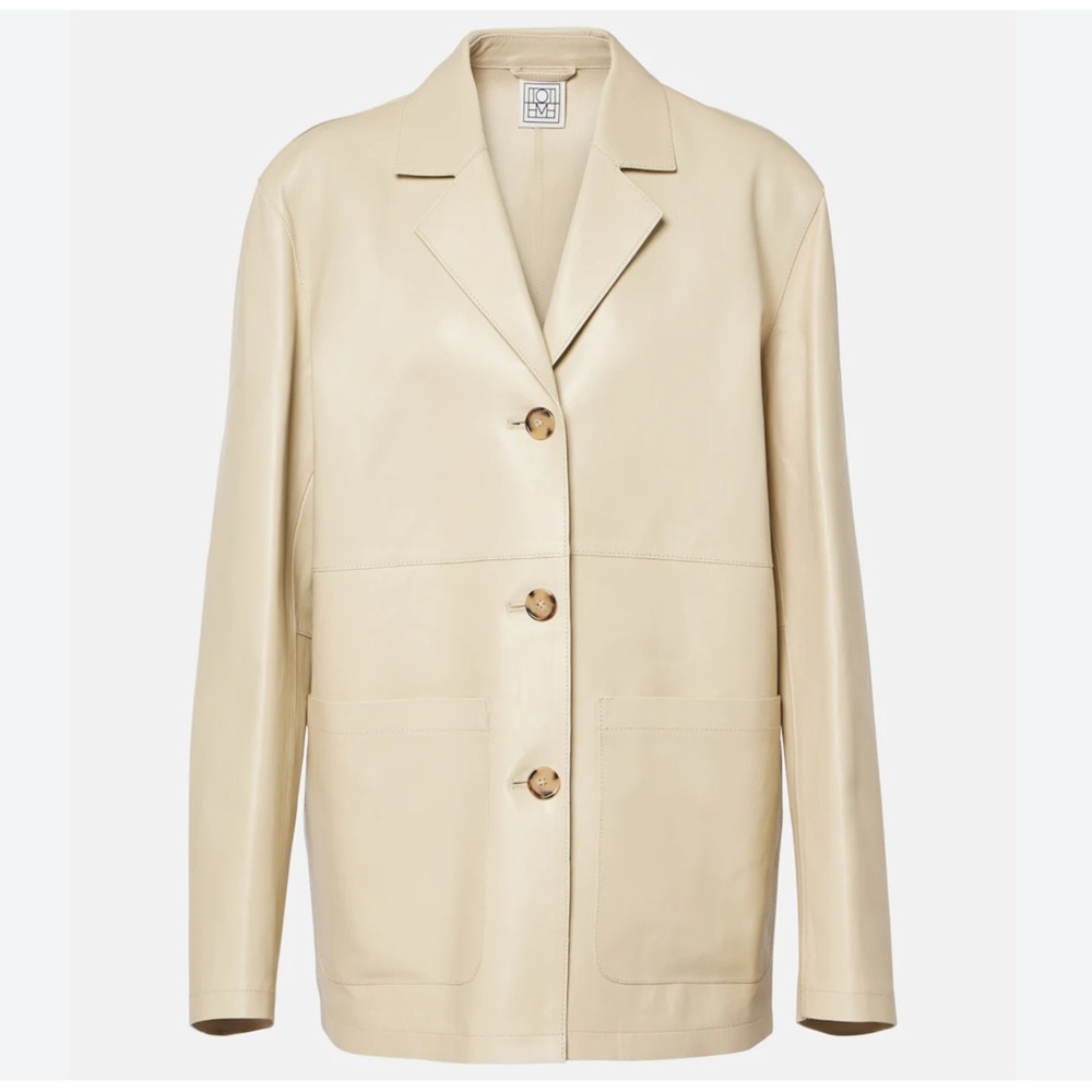 H&M NWT Loose Fit Leather Jacket/Blazer in Light Beige Sz XS - Picture 13 of 13